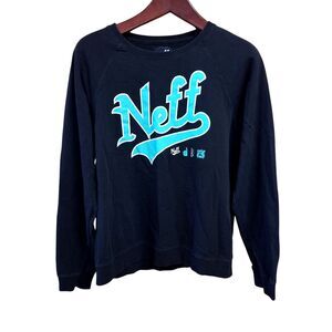 Neff Custom Goods Black Long Sleeve Sweatshirt Lightweight Pullover Size Large
